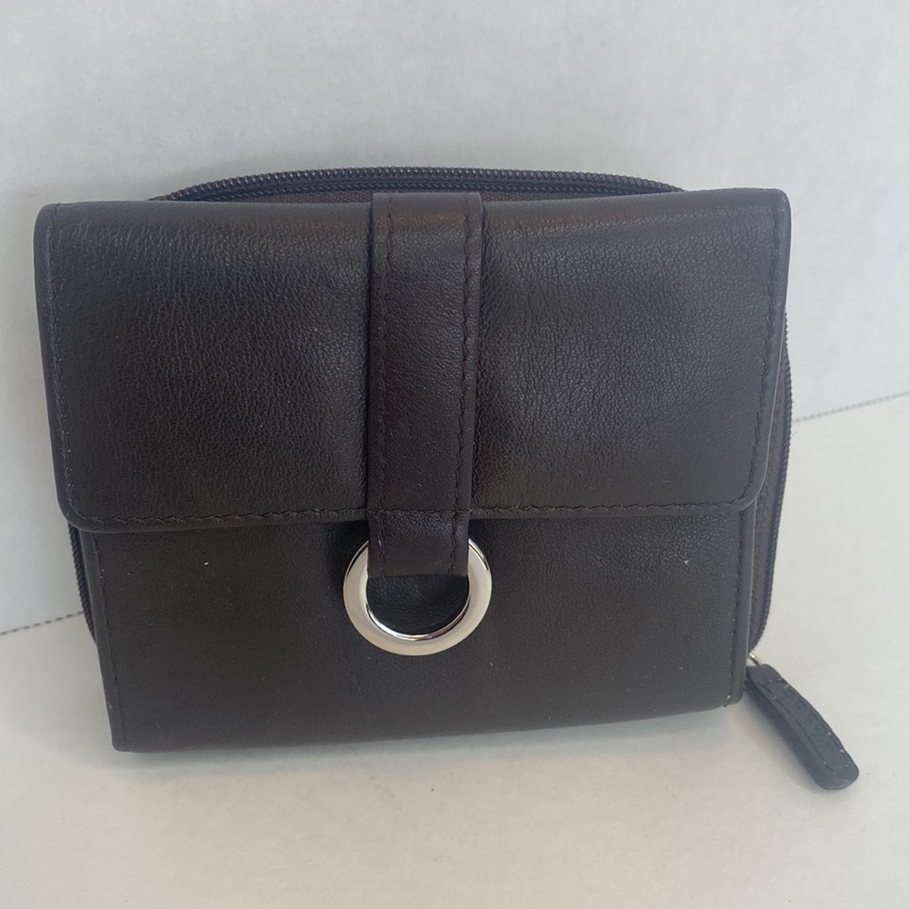 Mossimo Genuine Leather BROWN Multi-compartment ID Credit Card Wallet Coin Purse
